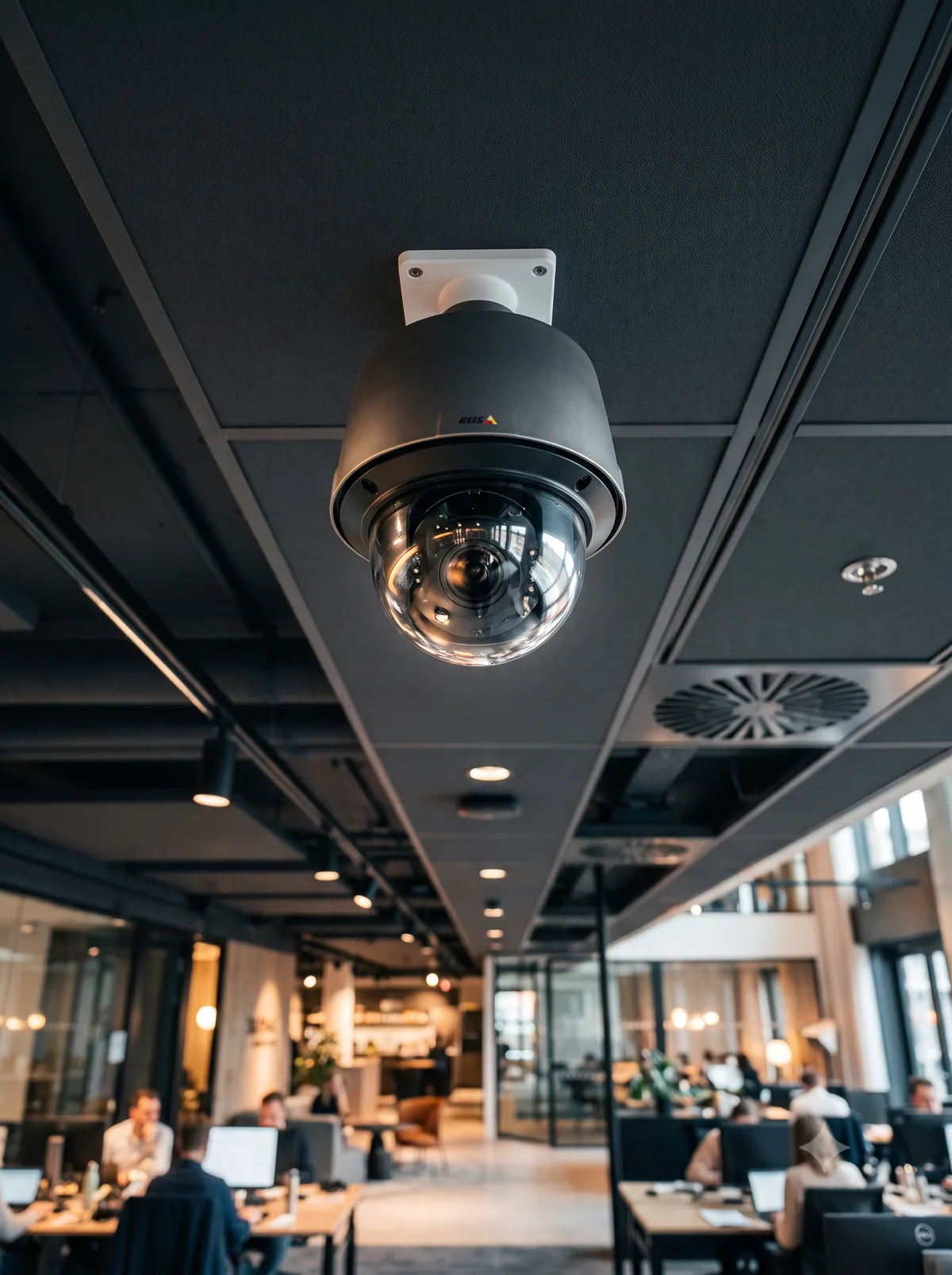 Professional CCTV surveillance cameras mounted in a commercial environment